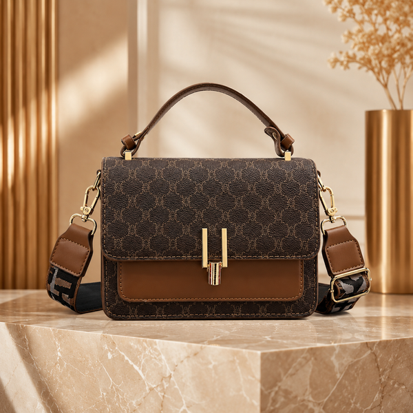 Vintage Square Crossbody Handbag with Wide Strap